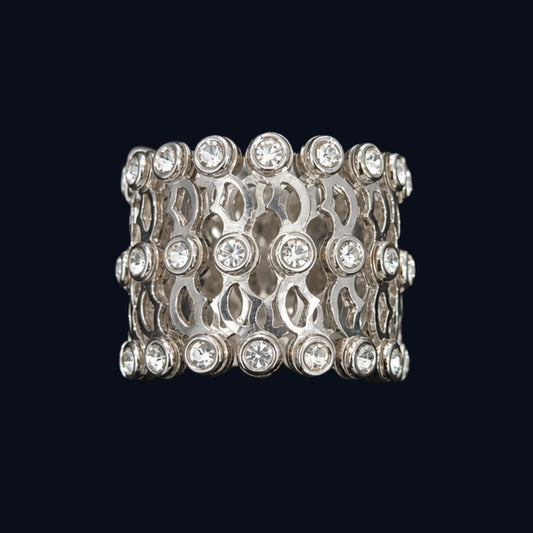 Silver CZ Quatrefoil Link Bracelet