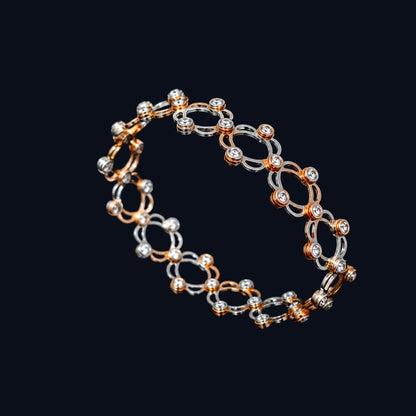 Silver Two-Tone Rose Gold Link Bracelet