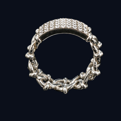 Silver CZ Pave Chain Ring