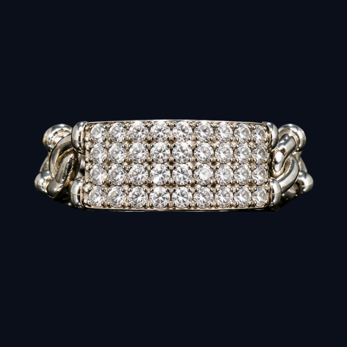 Silver CZ Pave Chain Ring