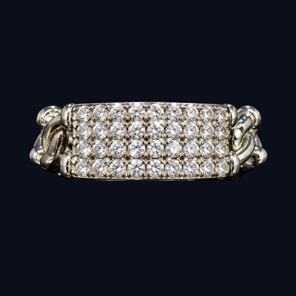 Silver CZ Pave Chain Ring