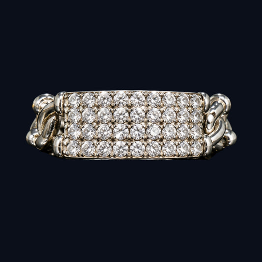 Silver CZ Pave Chain Ring