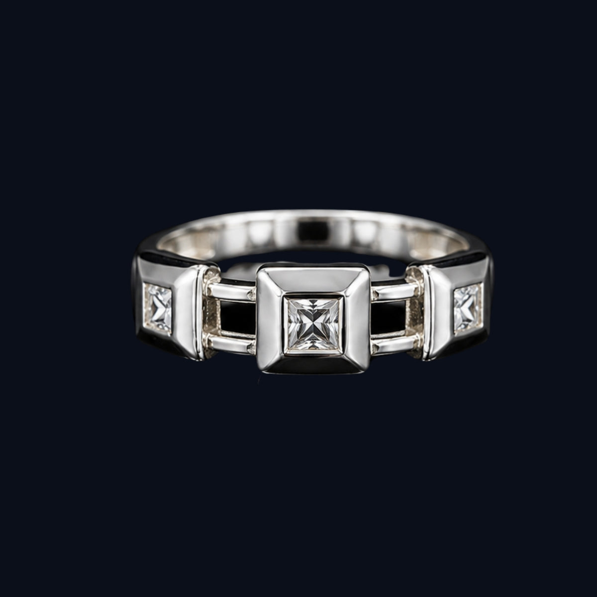 Silver CZ Chain Ring