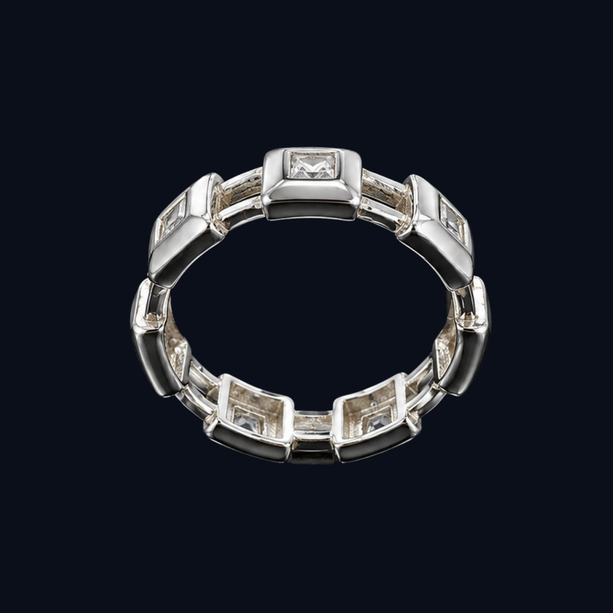 Silver CZ Chain Ring