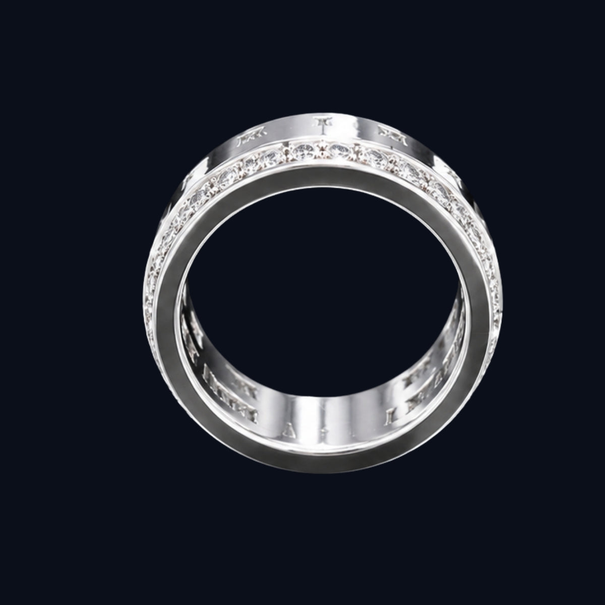 Silver Roman Numeral Studded Band