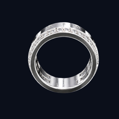 Silver Roman Numeral Studded Band