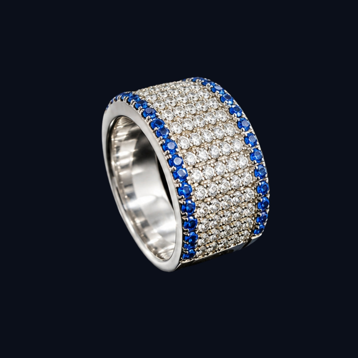 Silver Sapphire Edge Band