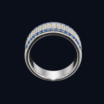 Silver Sapphire Edge Band