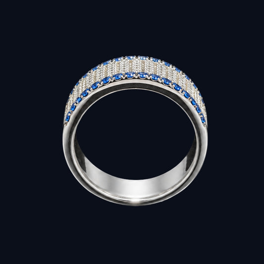 Silver Sapphire Edge Band