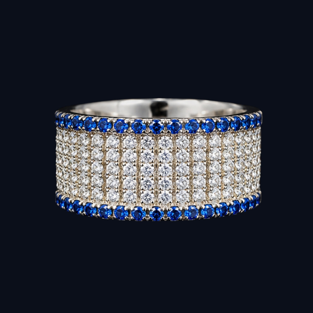 Silver Sapphire Edge Band