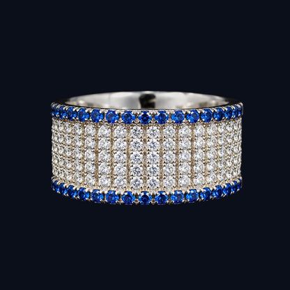 Silver Sapphire Edge Band
