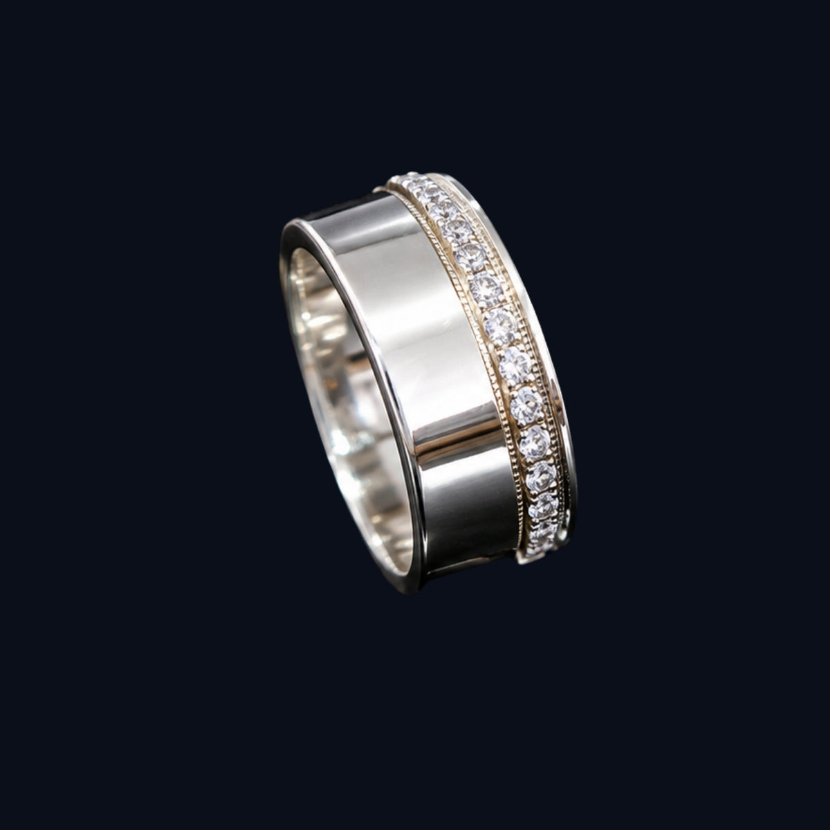Silver Gold-Channel CZ Band