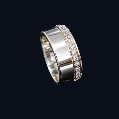 Silver Gold-Channel CZ Band