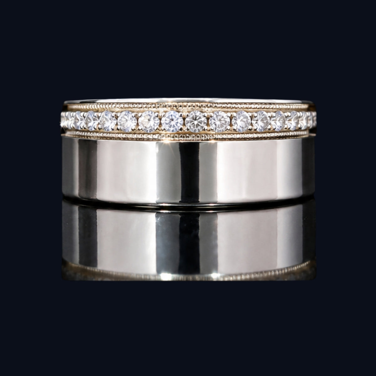 Silver Gold-Channel CZ Band