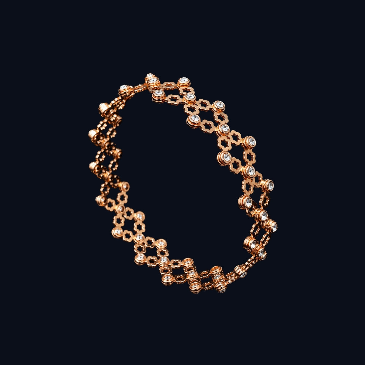 Silver Rose Gold CZ Link Bracelet