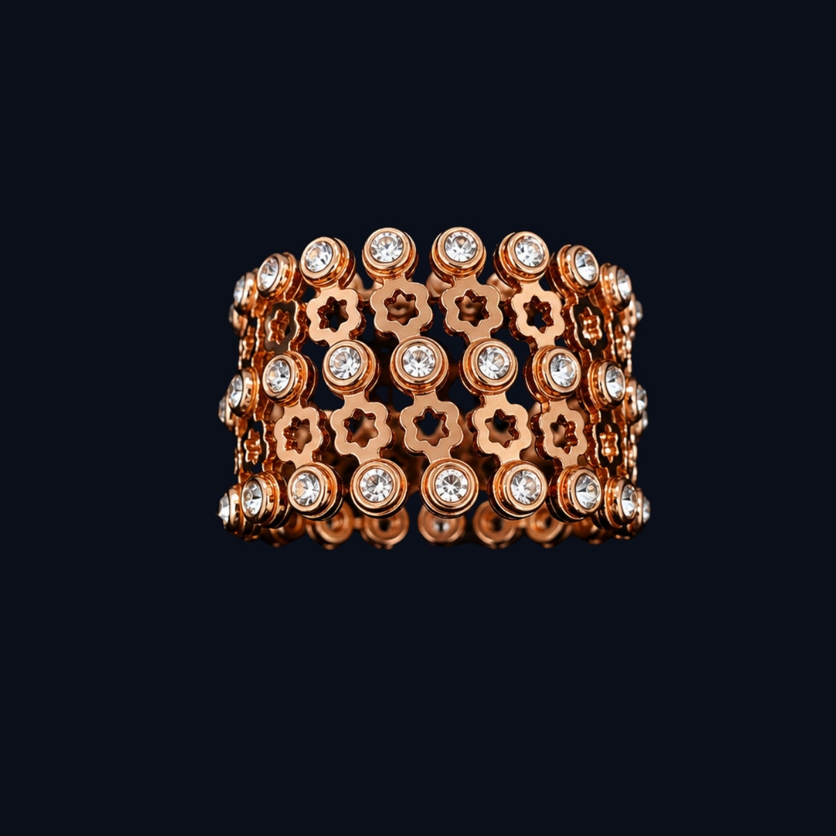 Silver Rose Gold CZ Link Bracelet