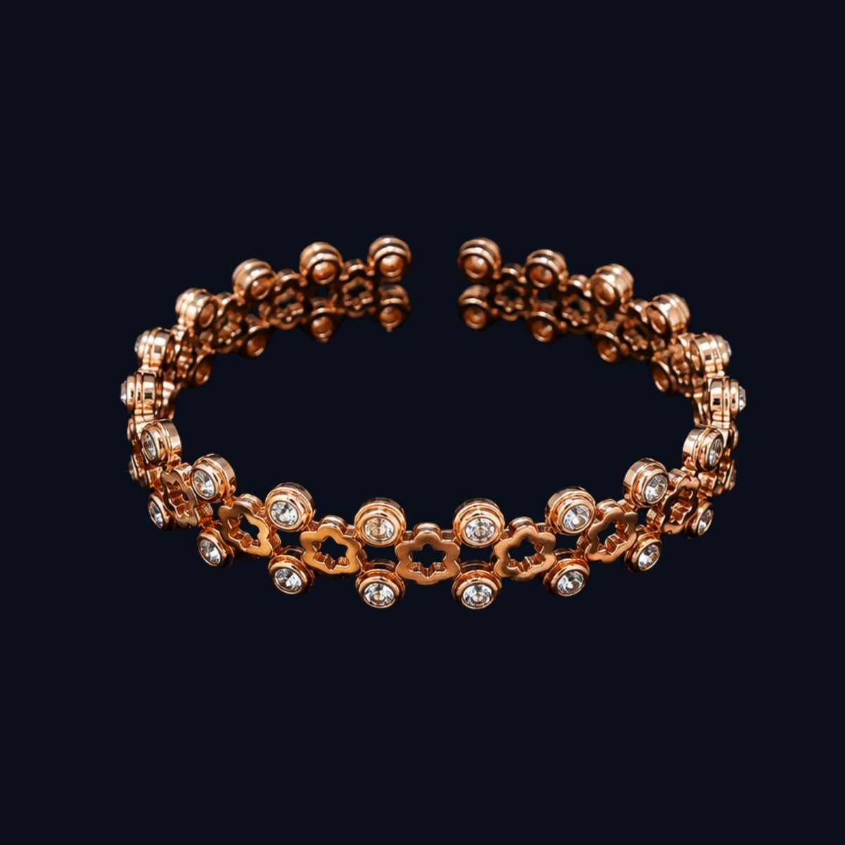 Silver Rose Gold CZ Link Bracelet