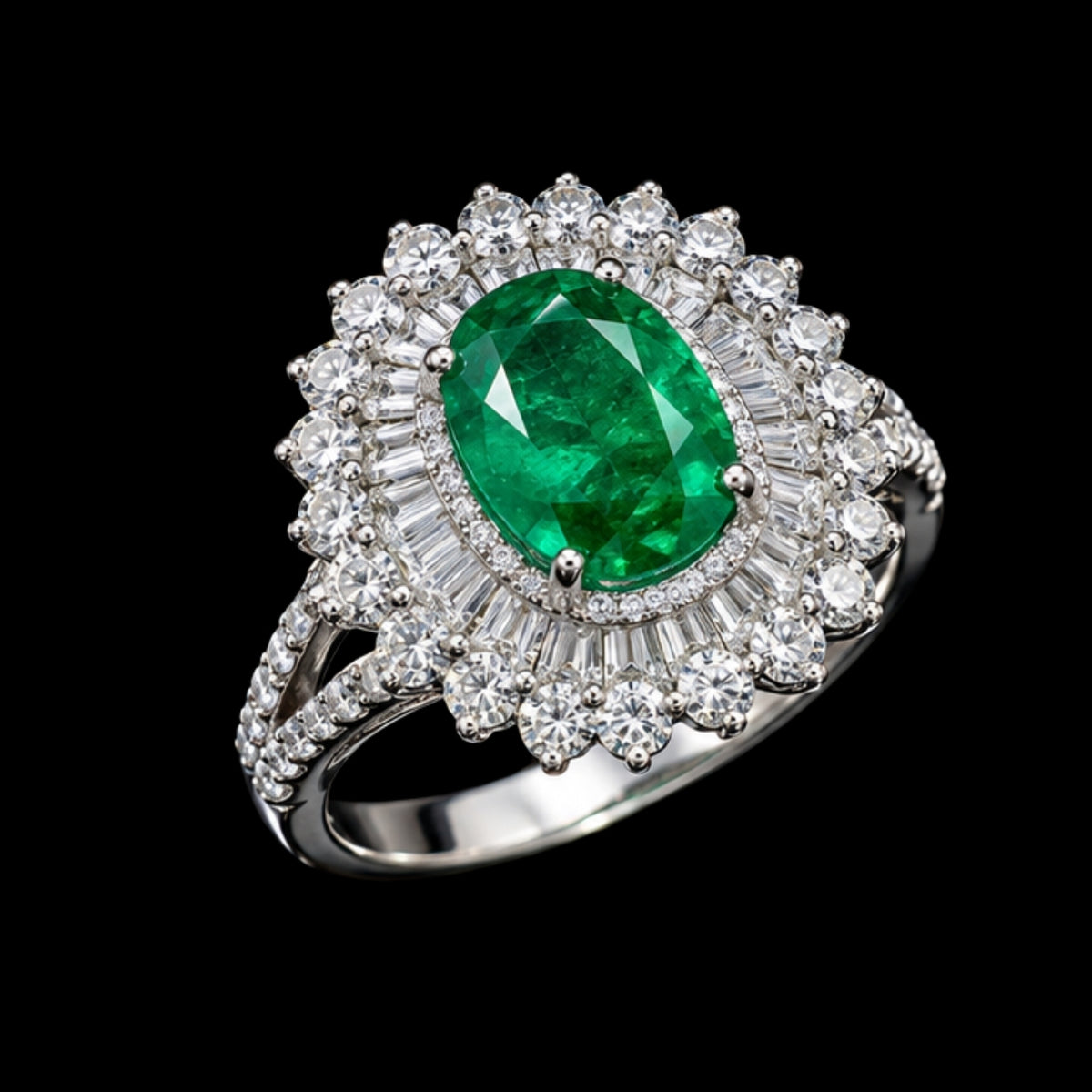 Emerald and CZ Ring