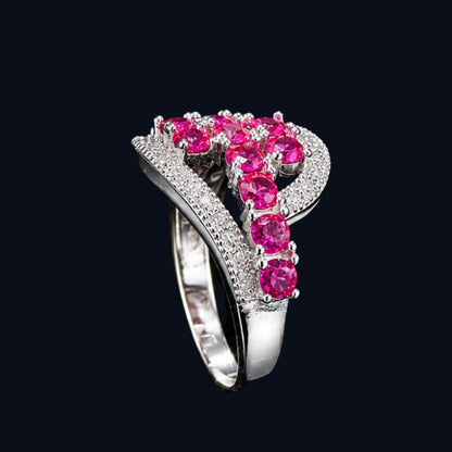 Silver Ring with Pink CZ Stones