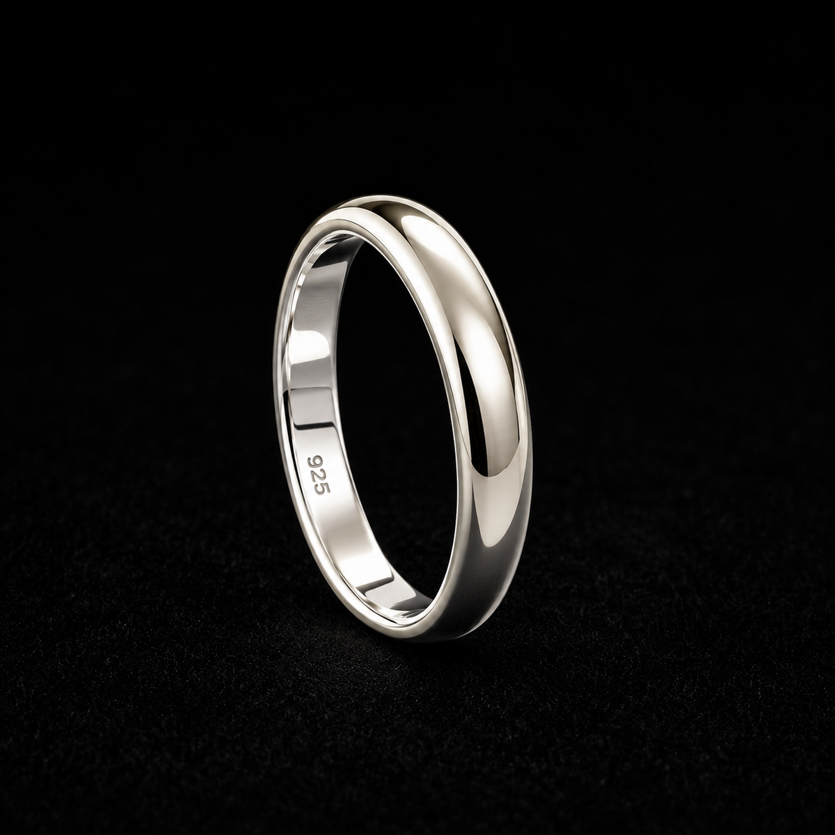 A silver band ring with a plain design, suitable for everyday wear.