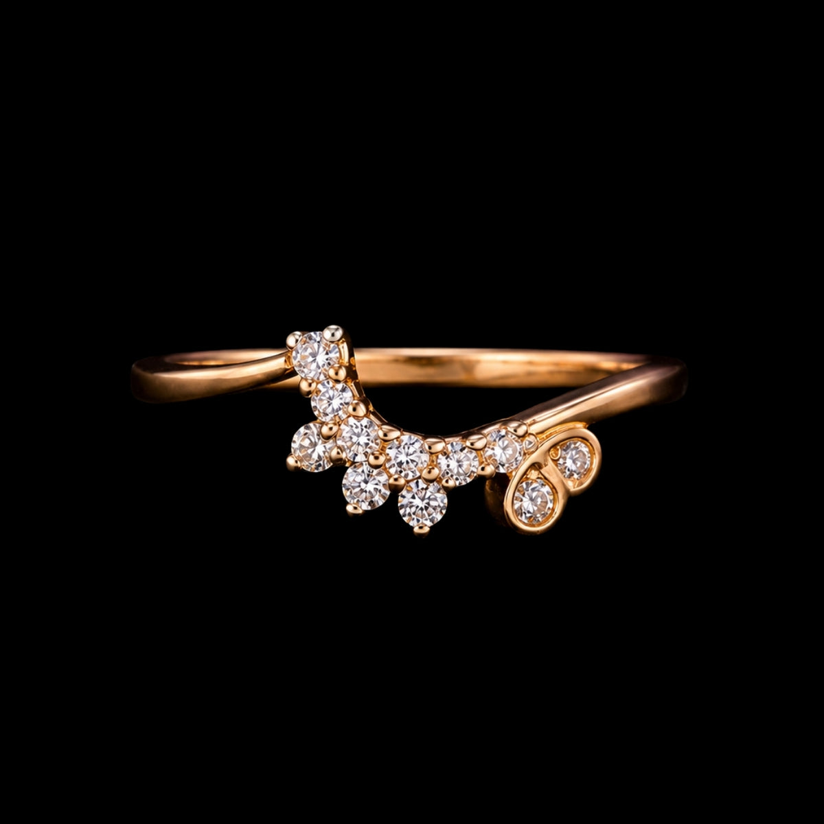 A gold ring with a cluster of CZ stones.