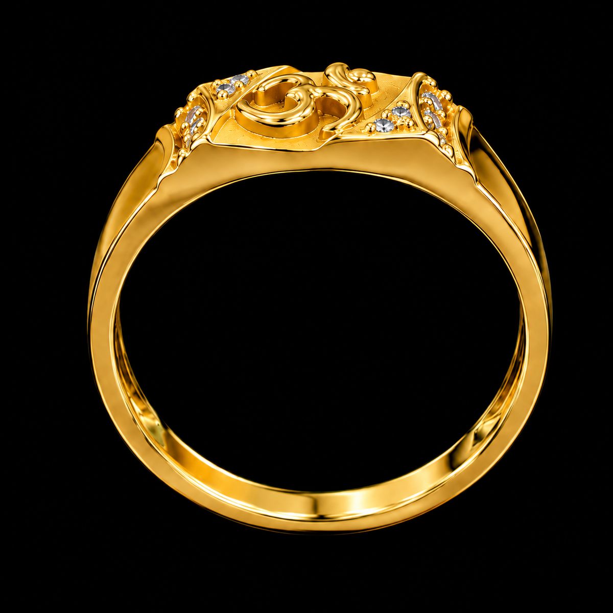 A gold-tone ring with a delicate design and sparkling CZ stones.