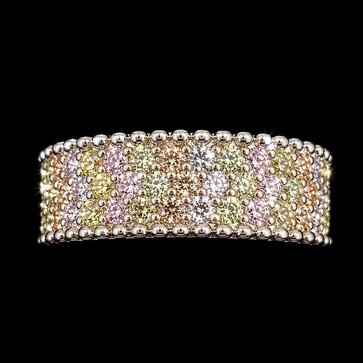 A gold-tone ring with a band of round-cut CZ stones.