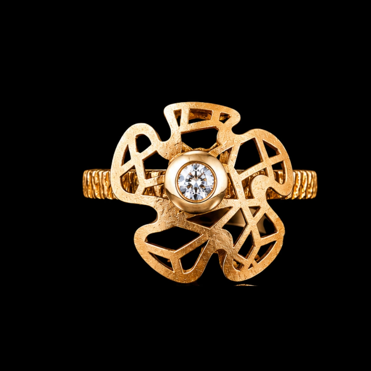Gold-Tone Ring with CZ Stone