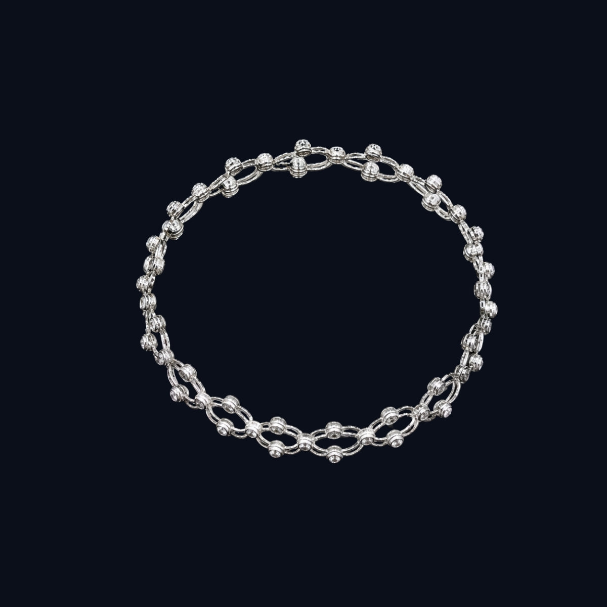 Silver Beaded Chain Link Bracelet