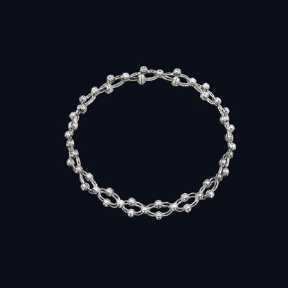 Silver Beaded Chain Link Bracelet