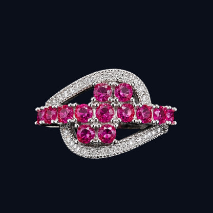 Silver Ring with Pink CZ Stones