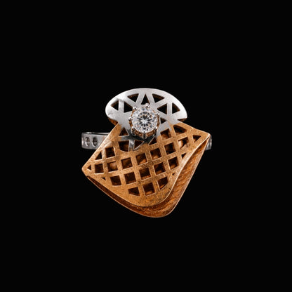 Gold and Silver Tone Ring with CZ Stone