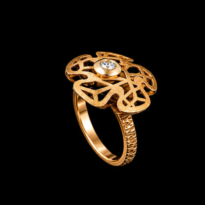 Gold-Tone Ring with CZ Stone