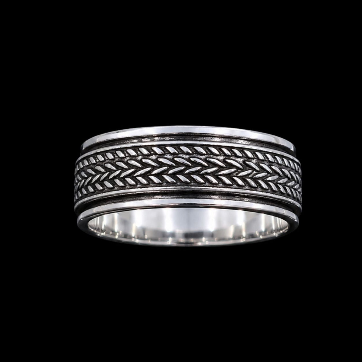 Silver Band Ring with Enamel Work
