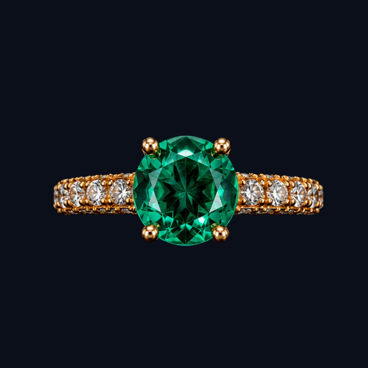 Rose Gold Green CZ Knot Ring