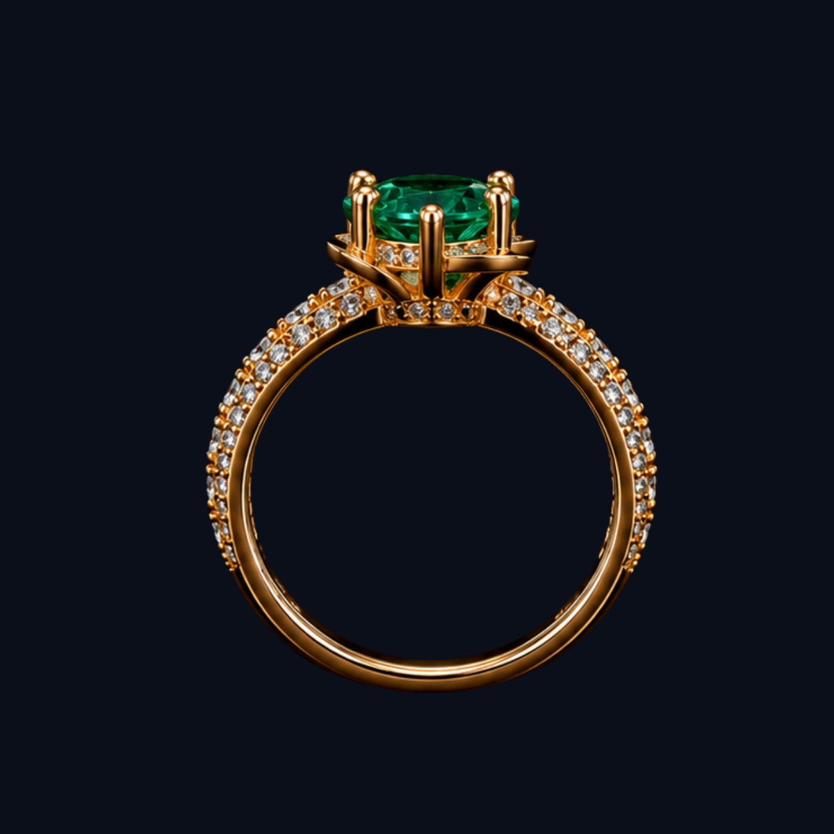 Rose Gold Green CZ Knot Ring
