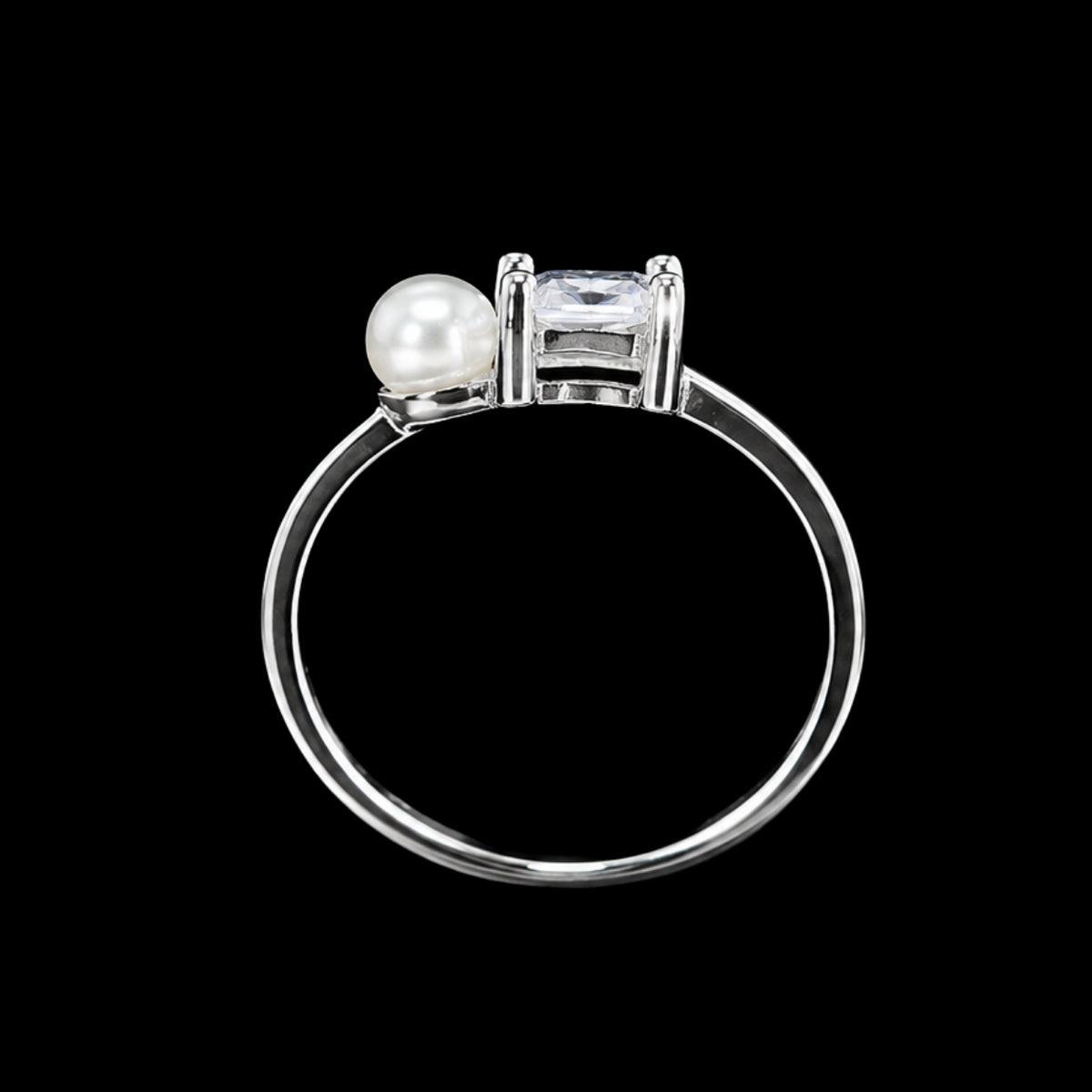 Elegant Pearl and CZ Stone Ring