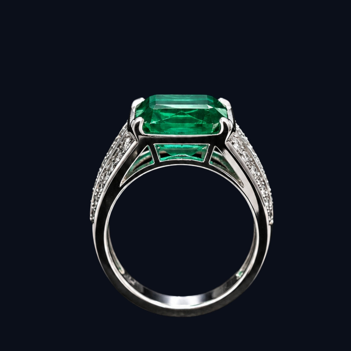 Emerald Cut Ring with CZ Stones