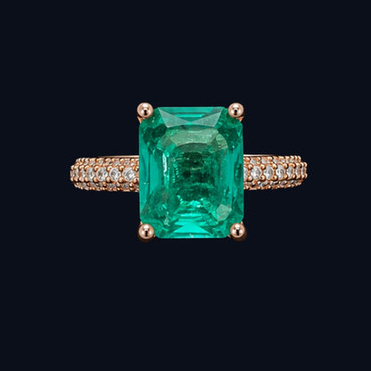 Rose Gold Emerald-Cut CZ Ring