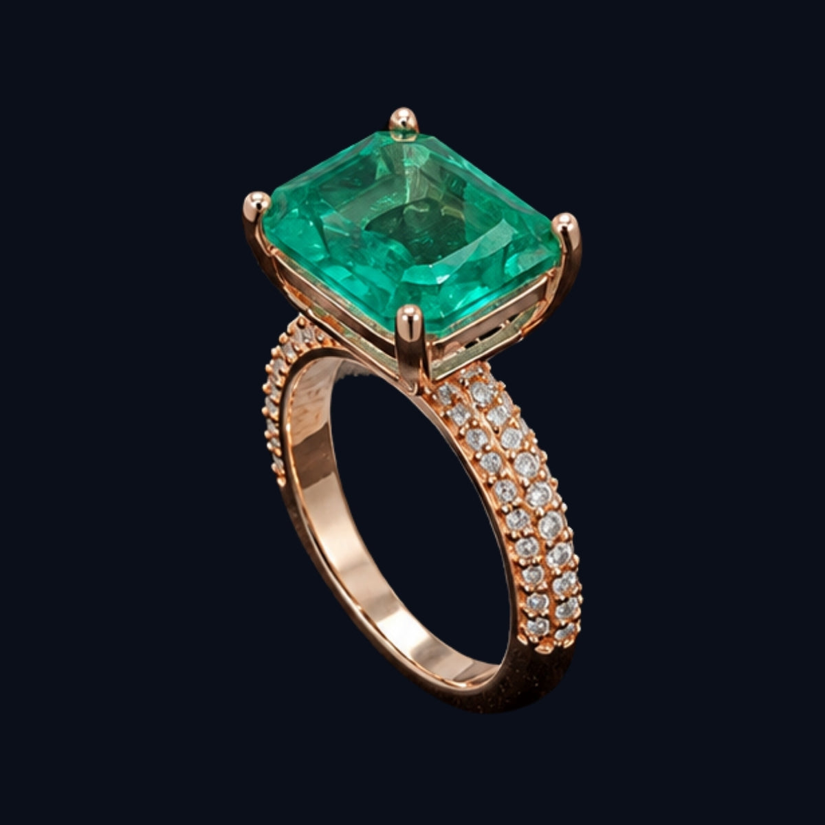 Rose Gold Emerald-Cut CZ Ring