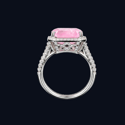 Silver Pink CZ Halo Ring