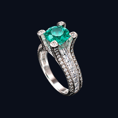 Emerald and CZ Ring