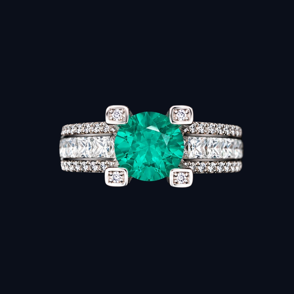 Emerald and CZ Ring