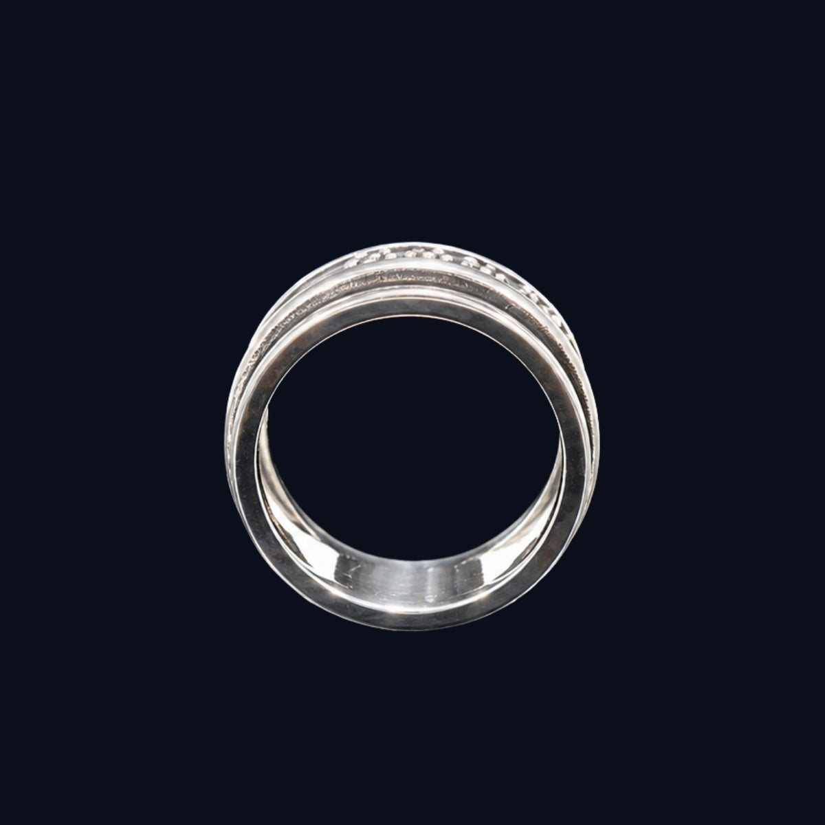 Silver Beaded Rim Band