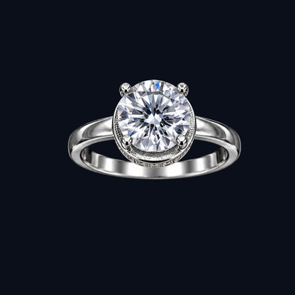 Silver Drum Halo CZ Ring