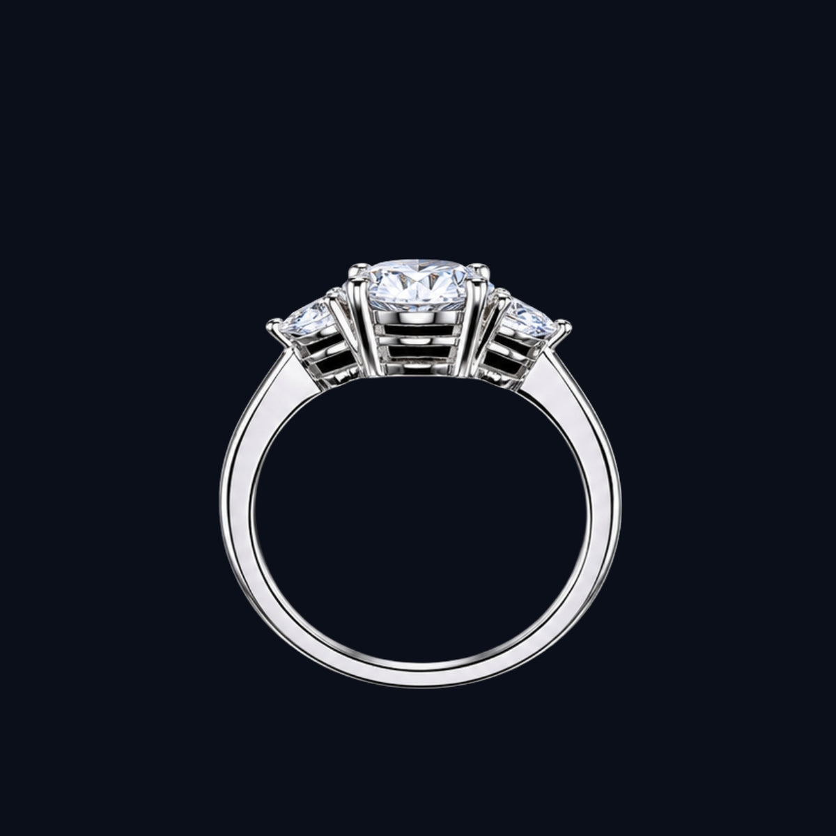 Silver Pear Trio CZ Ring