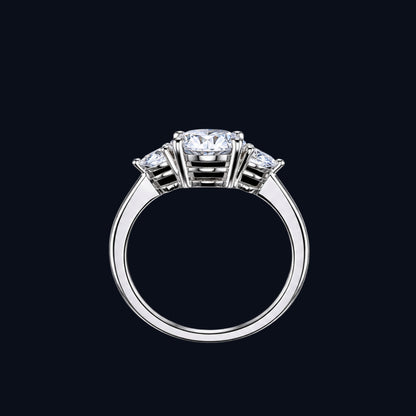 Silver Pear Trio CZ Ring