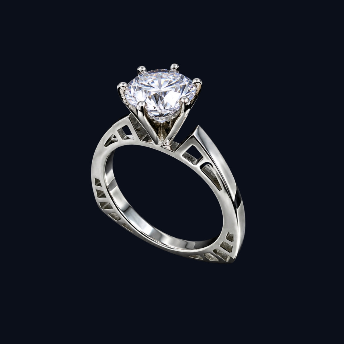 Silver Architect CZ Solitaire Ring