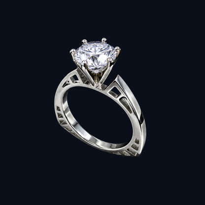 Silver Architect CZ Solitaire Ring