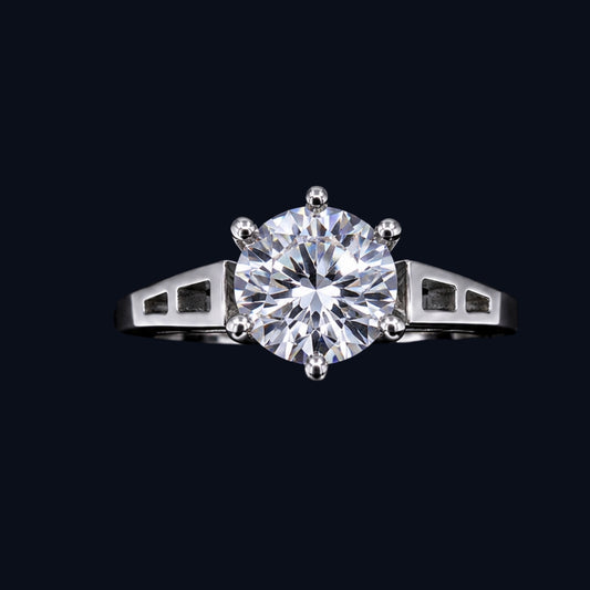 Silver Architect CZ Solitaire Ring